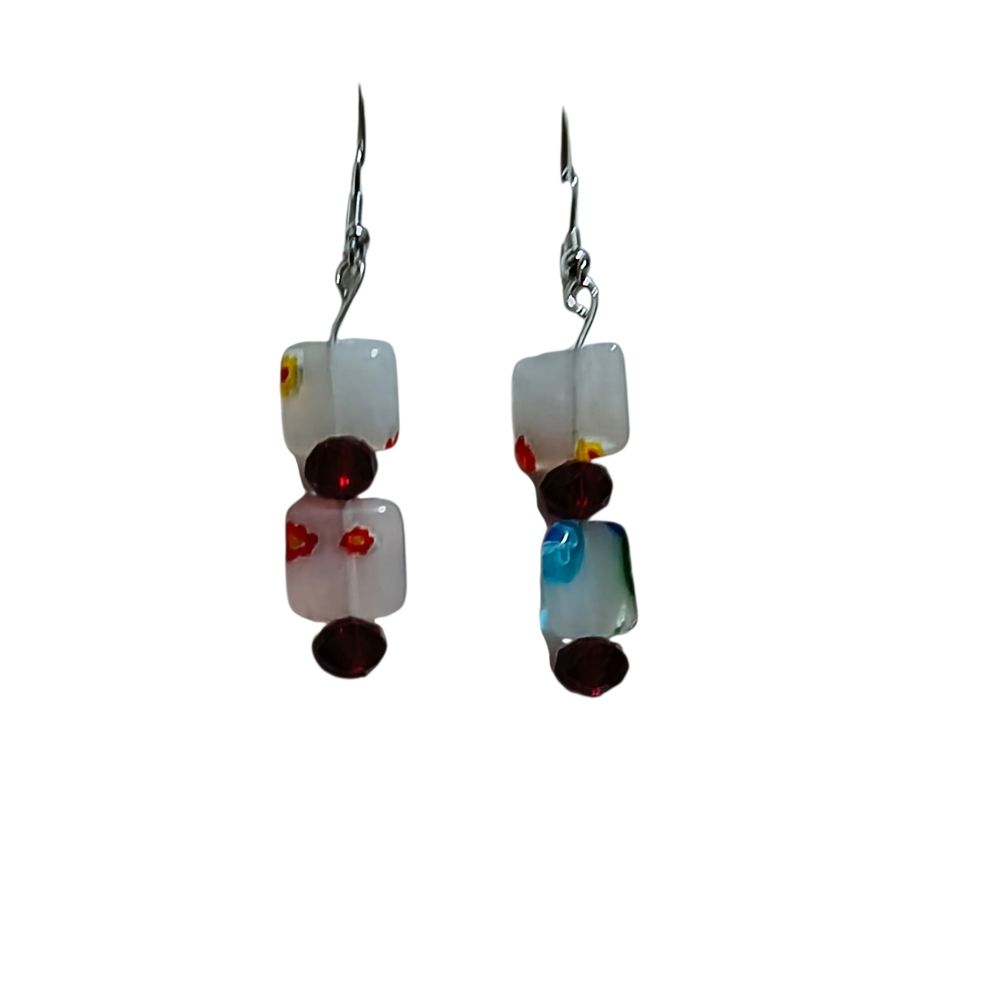 Hand Crafted Multicolor Glass Drop Earrings